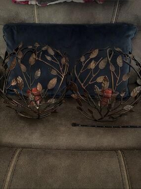 Z Gallerie Metal Leaf Wall Sconces - Brown Decorative Wall Decor (Set of 2)